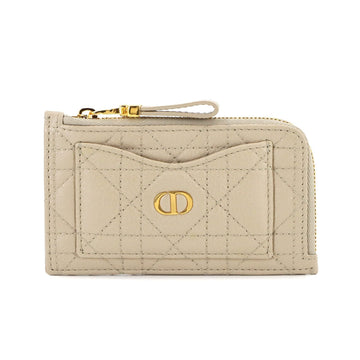 Christian Dior Caro Cosmos Zip Card Holder Wallet/Coin Case Leather Beige S5131UWHC