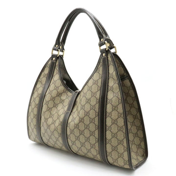 GUCCI Jackie VS Plus Supreme Shoulder Bag PVC Leather Khaki Beige Dark Brown 203494
