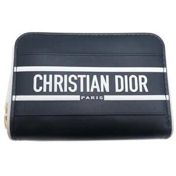 Christian Dior Compact Wallet Women's Coin Case Leather Black