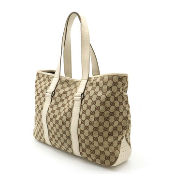 GUCCI VS Canvas Tote Bag Shoulder Leather Khaki Beige 153238