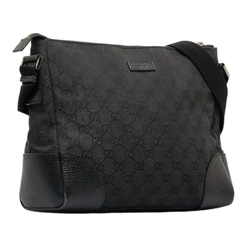GUCCI VS Canvas Shoulder Bag 114273 Black Leather Women's