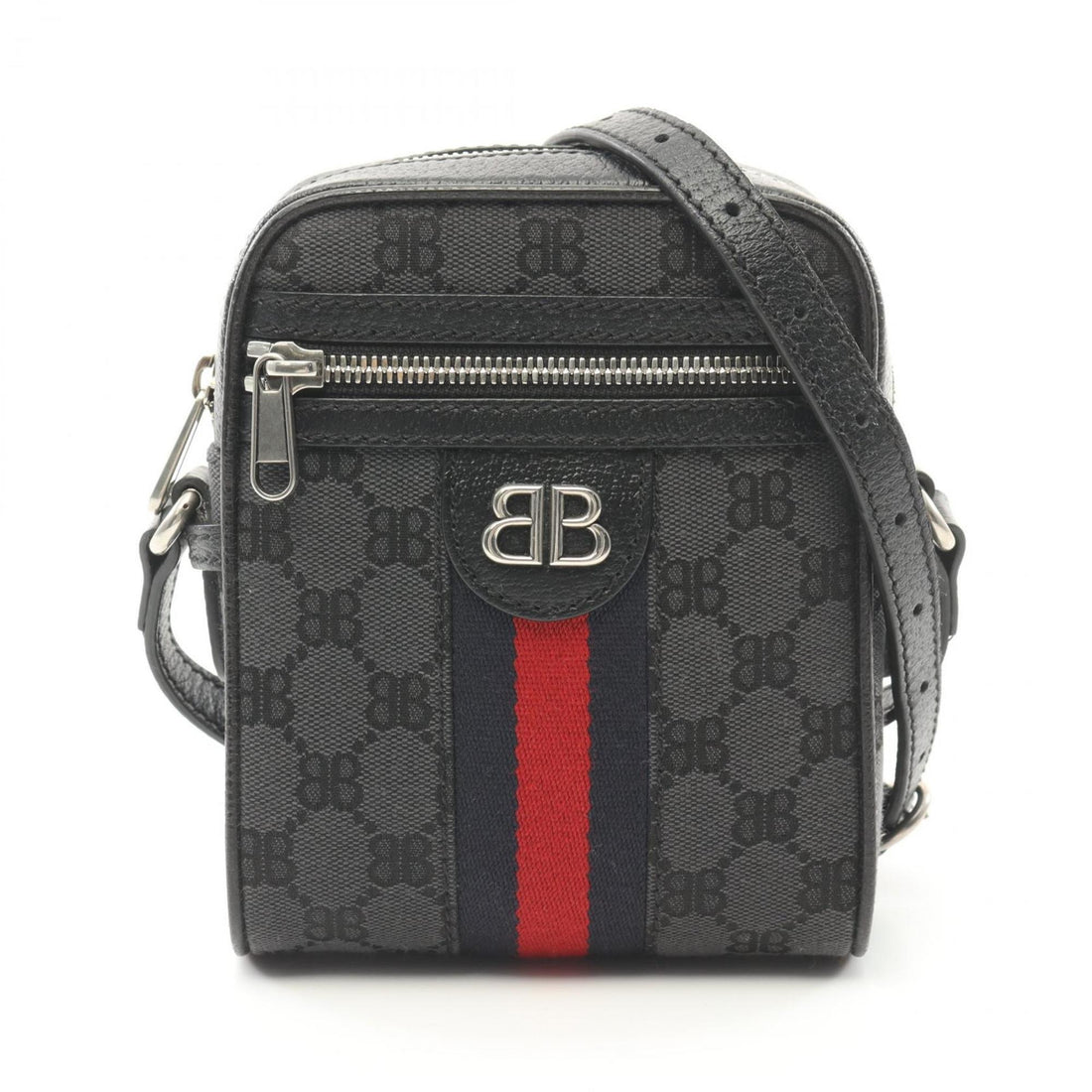 BALENCIAGA x GUCCI Hacker Project Shoulder Bag Canvas Leather Men's Black Multicolor 680129 1000?R