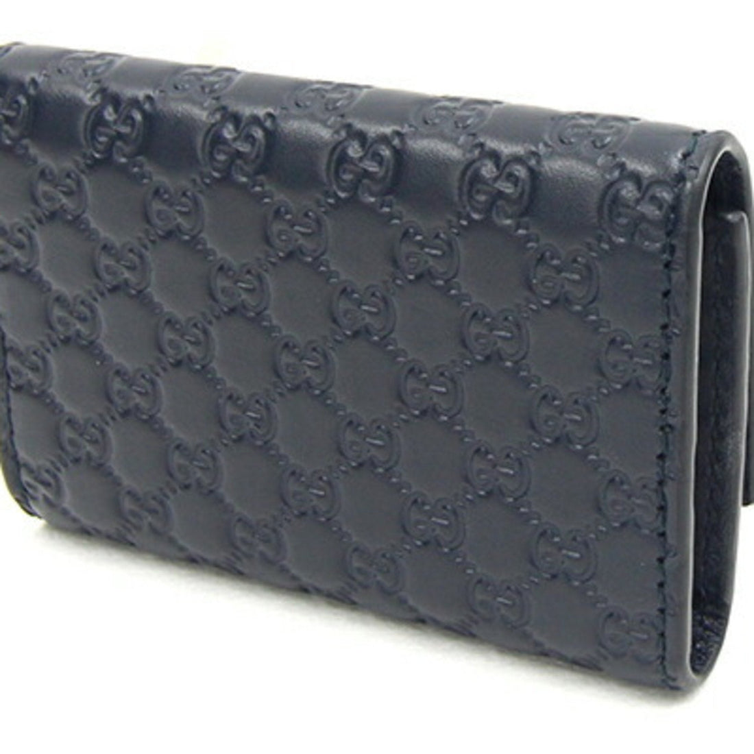 Gucci 6-Key Case Micro Guccissima 150402 Navy Leather Key Ring Keys Men's GUCCI