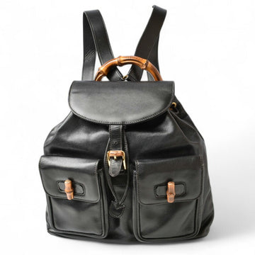 GUCCI Backpack Bamboo Bag Leather Black