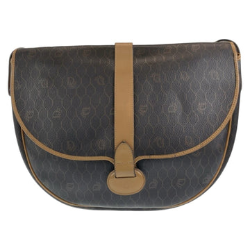 Christian Dior Vintage Honeycomb Pattern Brown Gold Hardware Leather Shoulder Bag Pochette for Women