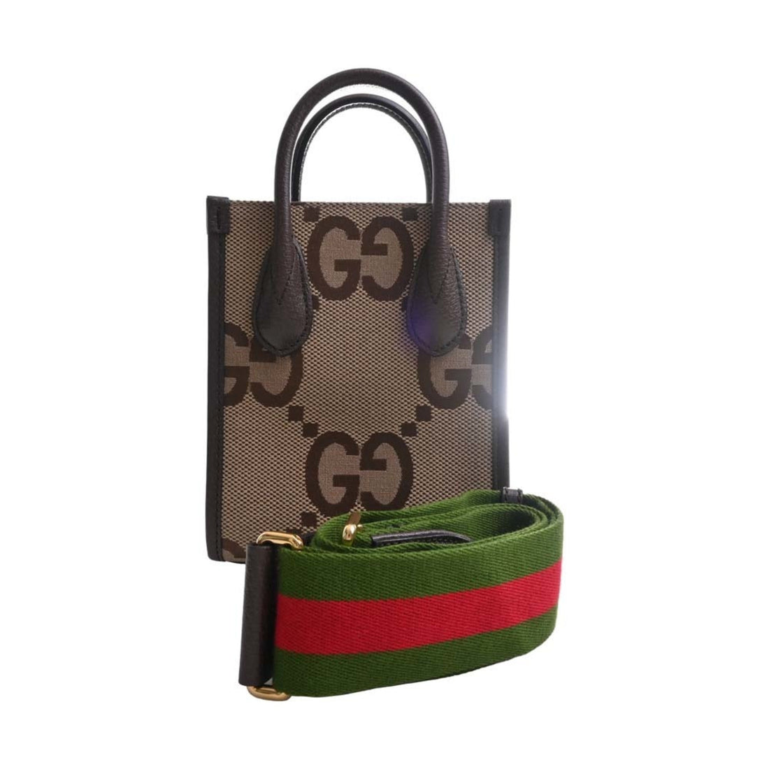 GUCCI Jumbo VS Canvas Leather Tote Bag Shoulder 699406 Beige/Brown Women's