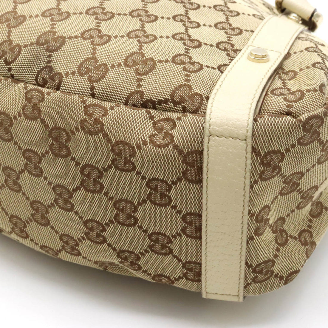 GUCCI VS Canvas Tote Bag Shoulder Leather Khaki Beige Light 130736
