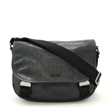 GUCCI VS Imprime Shoulder Bag PVC Leather Black 201732