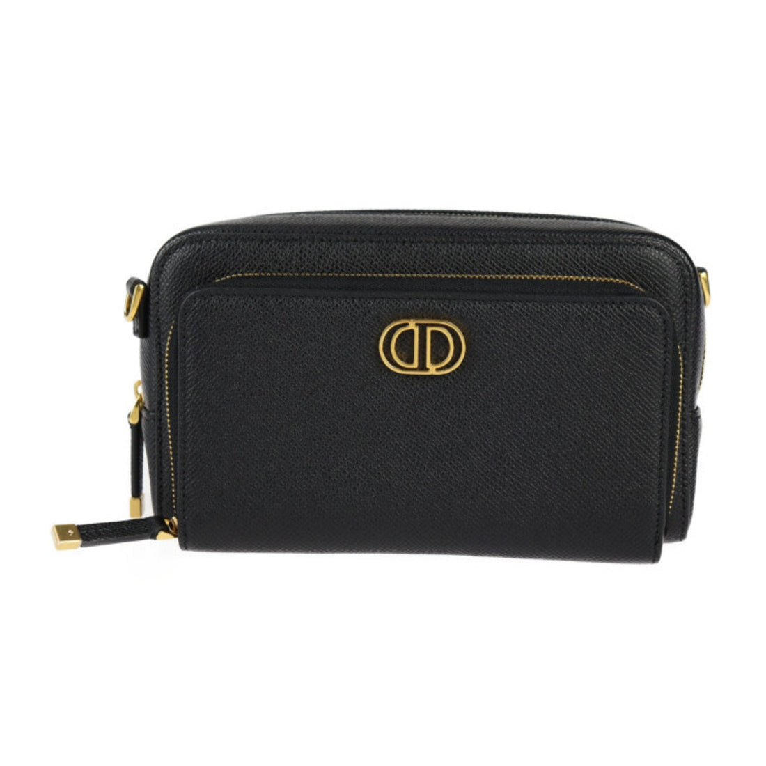 Christian Dior Caro Double Pouch Shoulder Bag S7431UBAE Calfskin Black Second Clutch R2415083010048