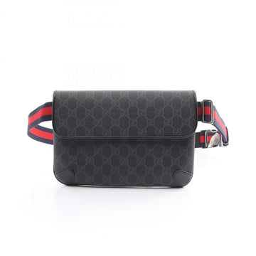 Gucci VS Supreme Belt Bag, Waist Body Coated Canvas, Leather, Men's, Black, Grey, 792091FADJA1042