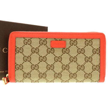 GUCCI VS Canvas Beige Orange 388637 Round Long Wallet