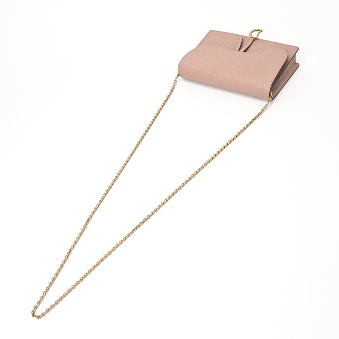 Christian Dior Dior Saddle Chain Pouch Wallet Shoulder Bag S5620CWVG Leather Pink Beige S-157229