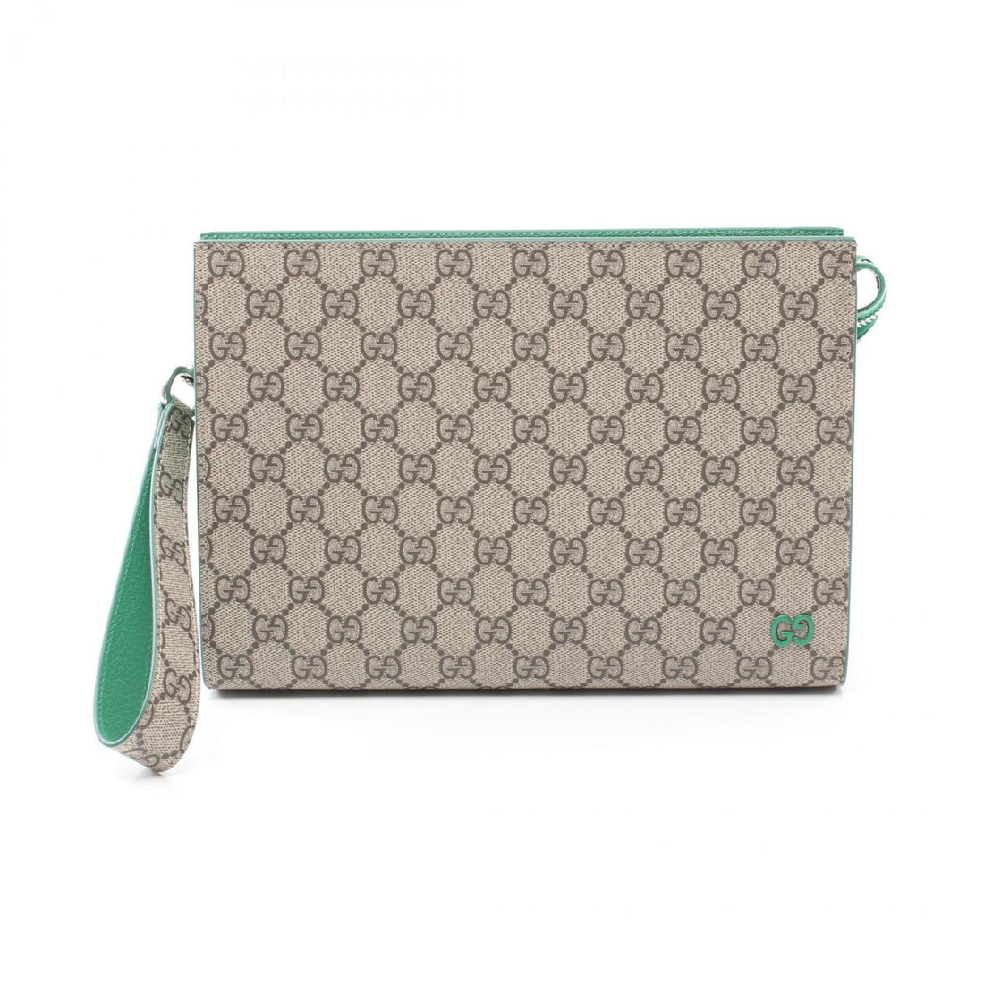 Gucci VS Supreme Second Bag Clutch Coated Canvas Leather Men's Beige Green 768255FACQC9753