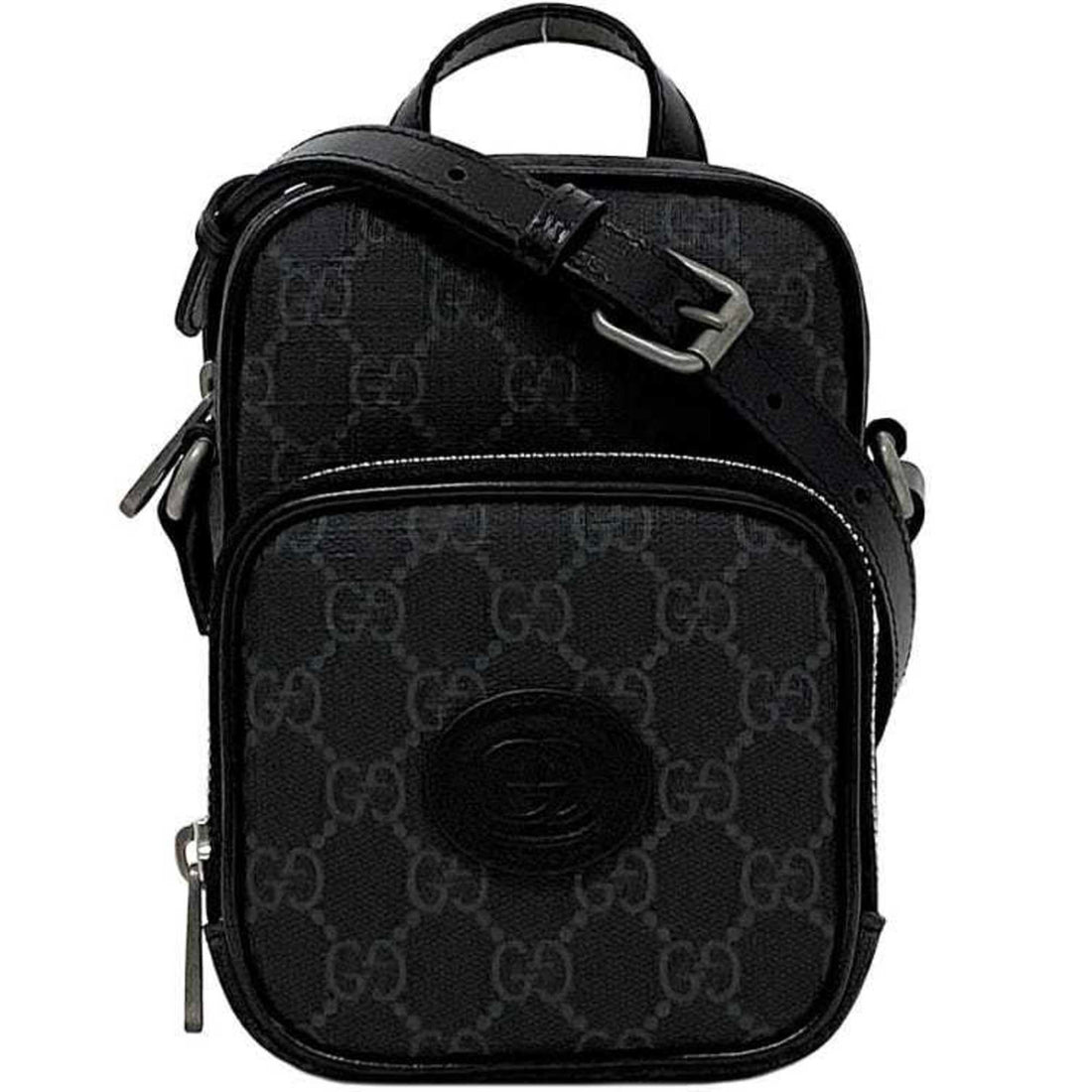 Gucci Shoulder Bag f-21810 Black Interlocking 672952 92TCN 1000U PVC Leather 0416 GUCCI Pochette Crossbody VS Supreme Unisex Women Men