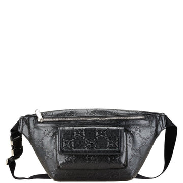 Gucci VS embossed body bag/waist bag 645093 black leather women's GUCCI