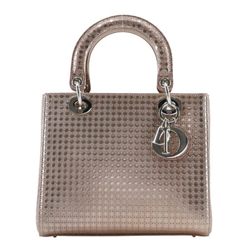 Christian Dior Lady Handbag Medium Cannage M0550PSKC Leather Pink Gold 2way Women's