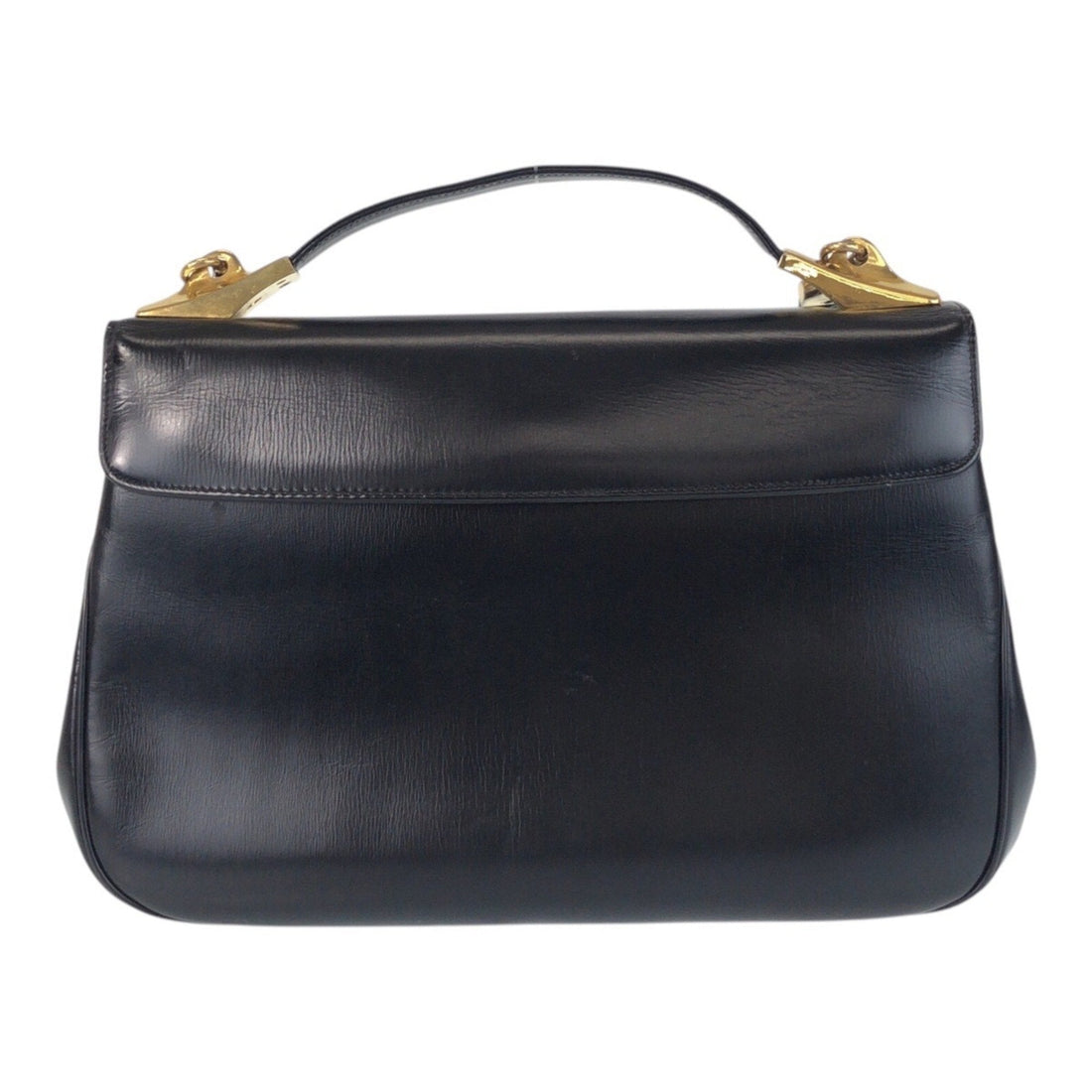 Christian Dior Vintage Trotter Black Gold Hardware Leather 2way Shoulder Bag Handbag Women's
