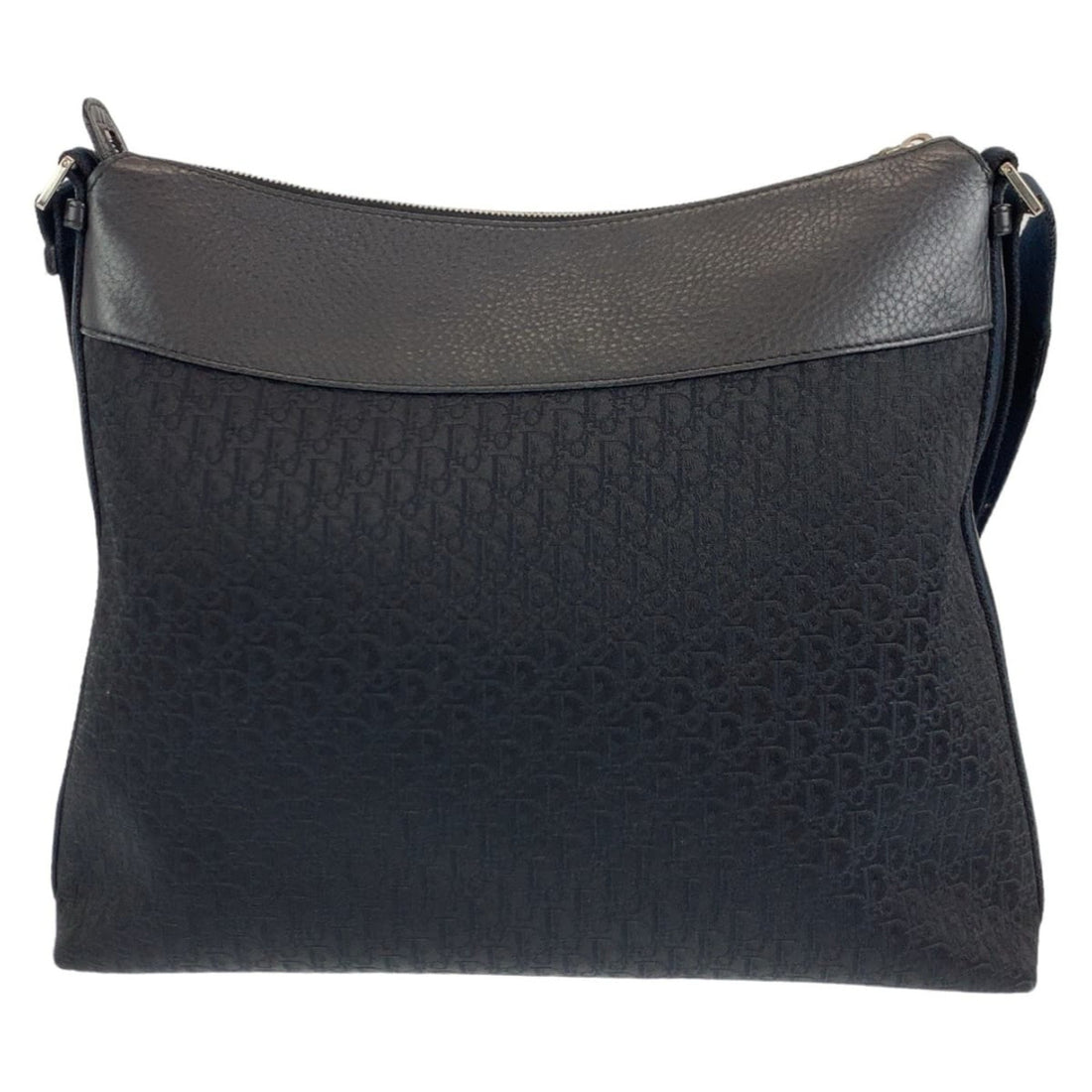 Christian Dior Dior Trotter Oblique Black Silver Hardware Canvas Leather Shoulder Bag