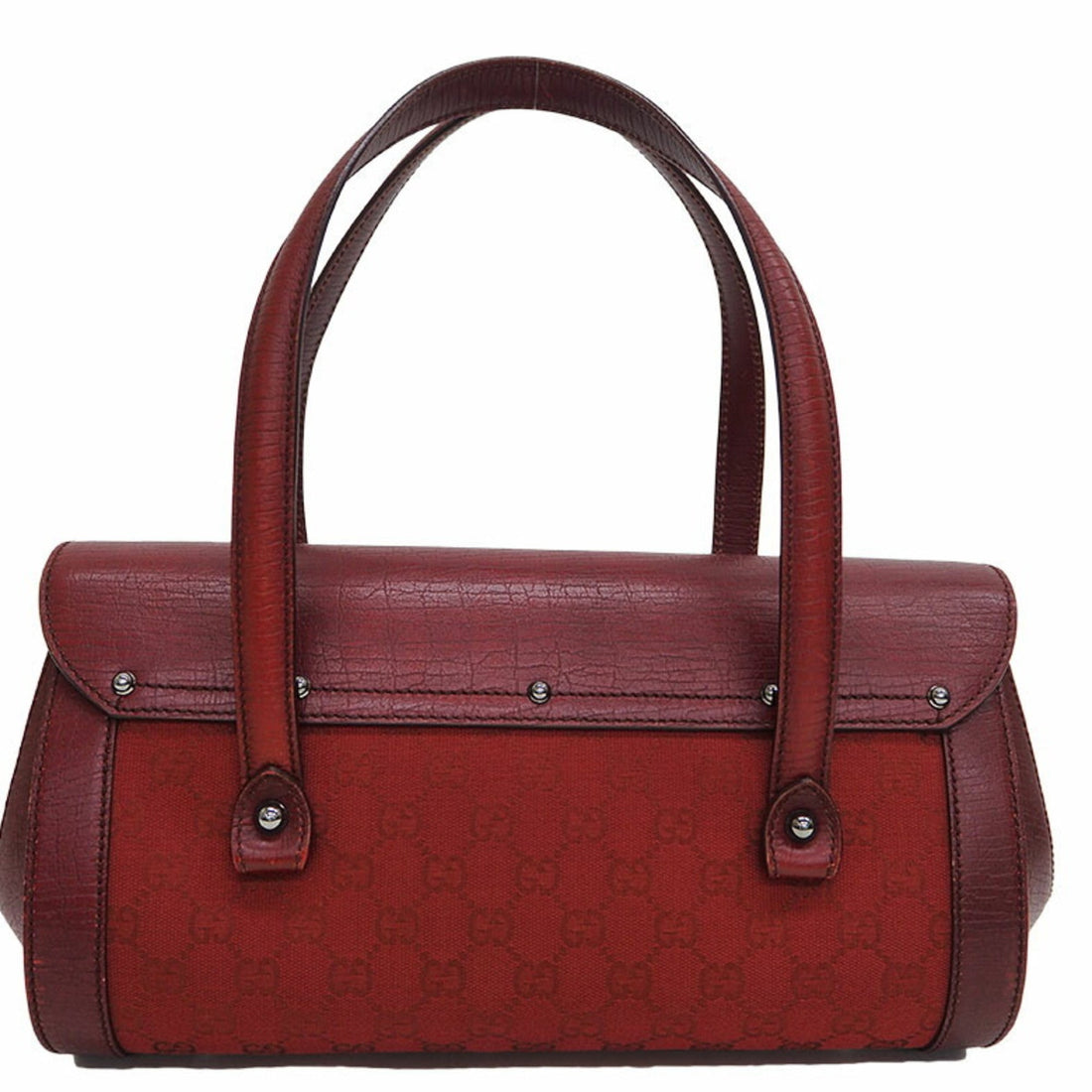 Gucci 111713 VS canvas bamboo handbag red tubular shoulder