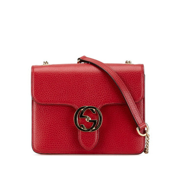 Gucci Interlocking G Chain Shoulder Bag 510304 Red Leather Women's GUCCI