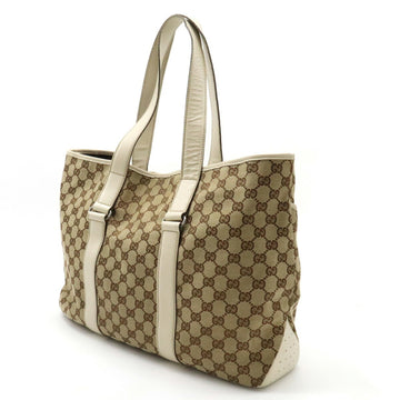 GUCCI VS Canvas Tote Bag Shoulder Leather Khaki Beige 153238
