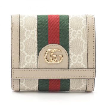 GUCCI Ophidia VS Wallet Sherry Line Bi-fold PVC Coated Canvas Leather Women's Beige / Multicolor 598662UULAG9682