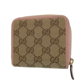 GUCCI VS Canvas Leather Round Bifold Wallet 346056 Beige/Pink Women's