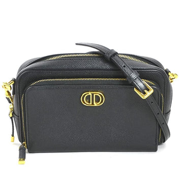 Christian Dior Shoulder Bag Caro Leather Black Women's a0546