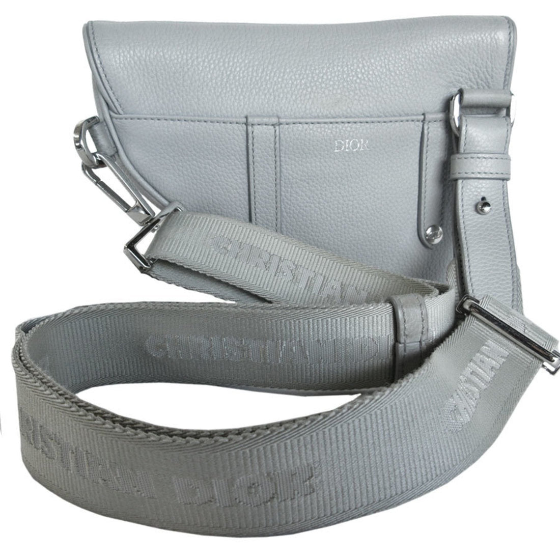 Christian Dior Dior Body Bag Saddle Leather Light Gray Silver Men's s0499a