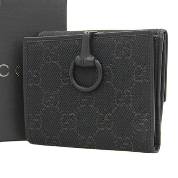 GUCCI Horsebit VS Canvas Bifold Wallet 101604 Black Women's