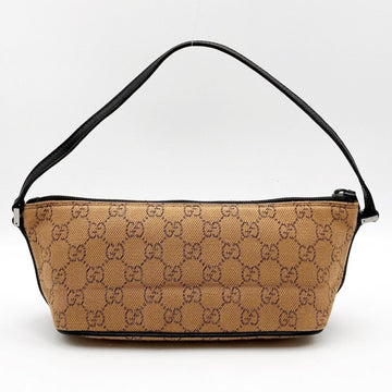 GUCCI 07198 Accessory Pouch Cosmetic Camel x Dark Brown VS Canvas Women's