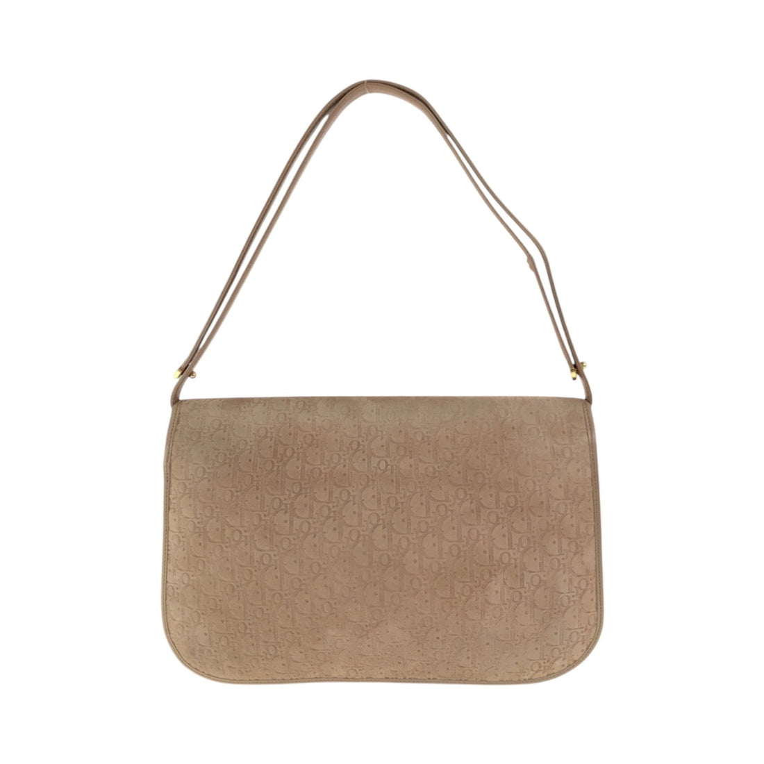 Christian Dior Dior Trotter Beige Gold Hardware Suede One Shoulder Bag Handbag Women's
