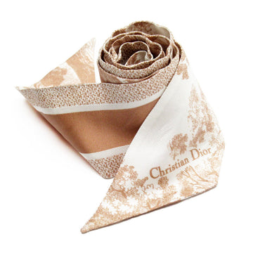 Christian Dior Scarf/Muffler Ribbon Silk Light Brown Women's t19225a