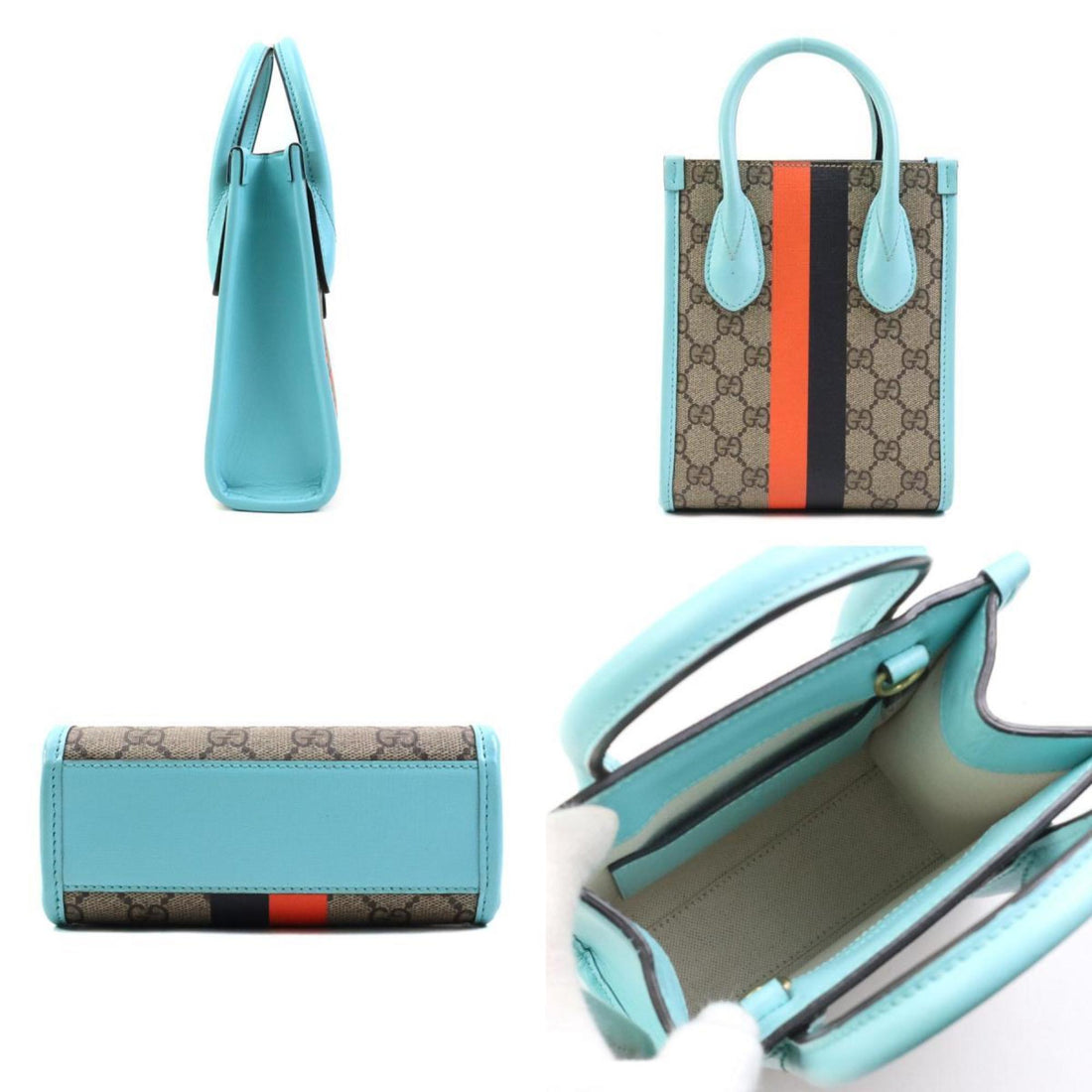 GUCCI Handbag Shoulder Bag VS Supreme Canvas Blue x Brown Women's 671623 90005g