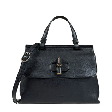 Gucci Daily Bamboo Shoulder Bag Leather 370831 Black Women's GUCCI 2way