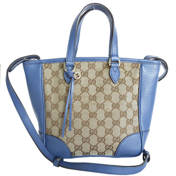 GUCCI Handbag Shoulder Bag VS Canvas Leather Beige Brown Blue Women's 449241 s0204g