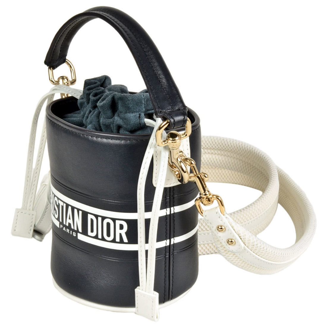 Christian Dior Vibe Micro Bucket Shoulder Bag Leather Black Handbag Women's