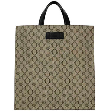 Gucci Tote Bag f-21617 Beige Black VS Supreme 456217 PVC Leather GUCCI Vertical Men's Women's Unisex