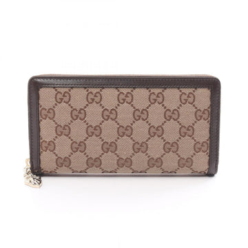 GUCCI Luce VS Canvas Round Long Wallet Leather Women's Beige Brown 790035FADHW9742