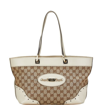Gucci VS Canvas Handbag Tote Bag 145993 Beige White Leather Women's GUCCI