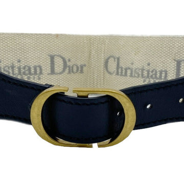 Christian Dior Belt Embroidery Wide Canvas Leather Gray Beige GP Size: 75 B0003CBTE Women's