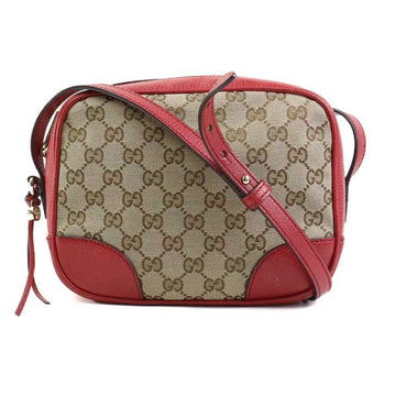 GUCCI Shoulder Bag VS Canvas Leather Beige Brown Red Women's 449413 e59179a