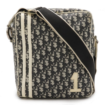 Christian Dior Trotter No.1 Shoulder Bag PVC Patent Leather Black Ivory Color