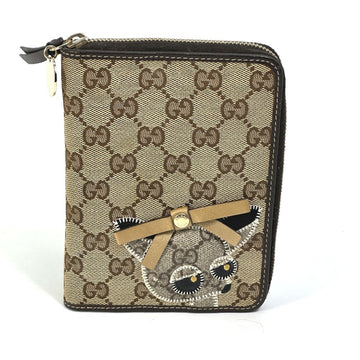 GUCCI 233152 VS Guccioli Chihuahua Stationery Round Notebook Cover Canvas Leather Women's Brown