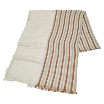 Gucci VS Stripe Scarf Large Stole Beige Brown Wool Women's GUCCI