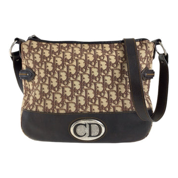 Christian Dior Vintage Trotter Beige Brown Silver Hardware Canvas Leather Shoulder Bag Messenger for Women