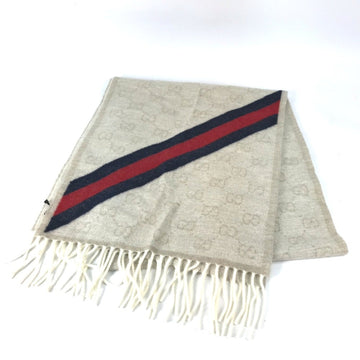 GUCCI 570603 VS Sherry Line Scarf Wool Men's Beige