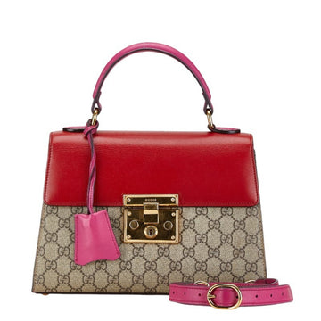 Gucci VS Supreme Handbag Shoulder Bag 453188 Beige Red Pink PVC Leather Women's GUCCI