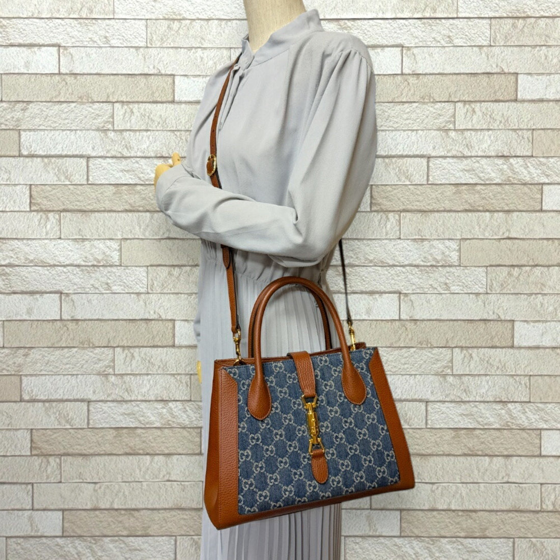 Gucci Jackie Shoulder Bag Denim 649016 Blue Women's GUCCI