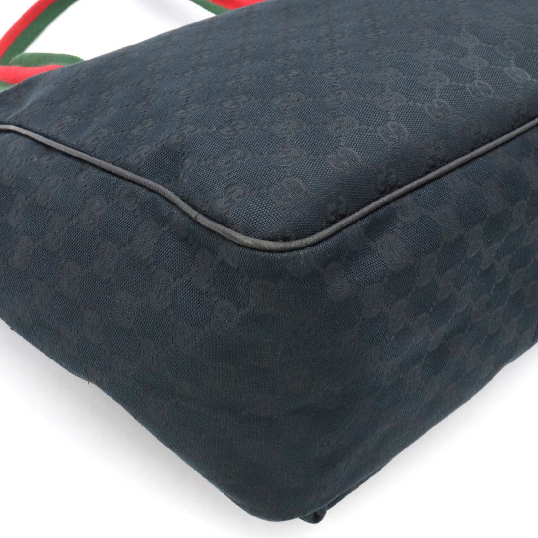 GUCCI VS Canvas Sherry Line Tote Bag Shoulder Leather Black Green Red 161836